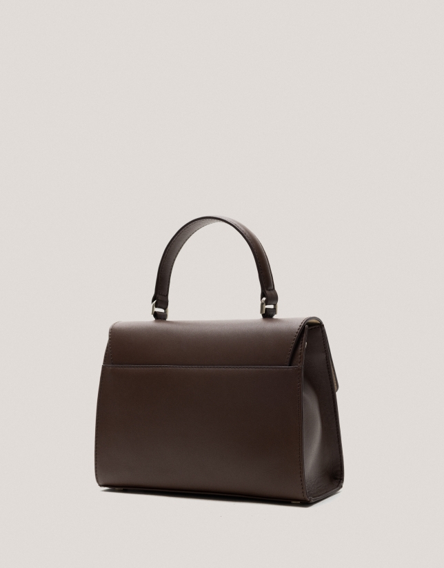 Brown leather mini Mía handbag