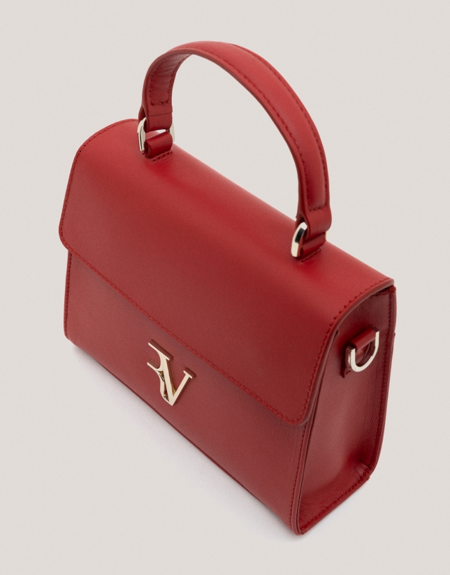 Red leather mini Mía handbag