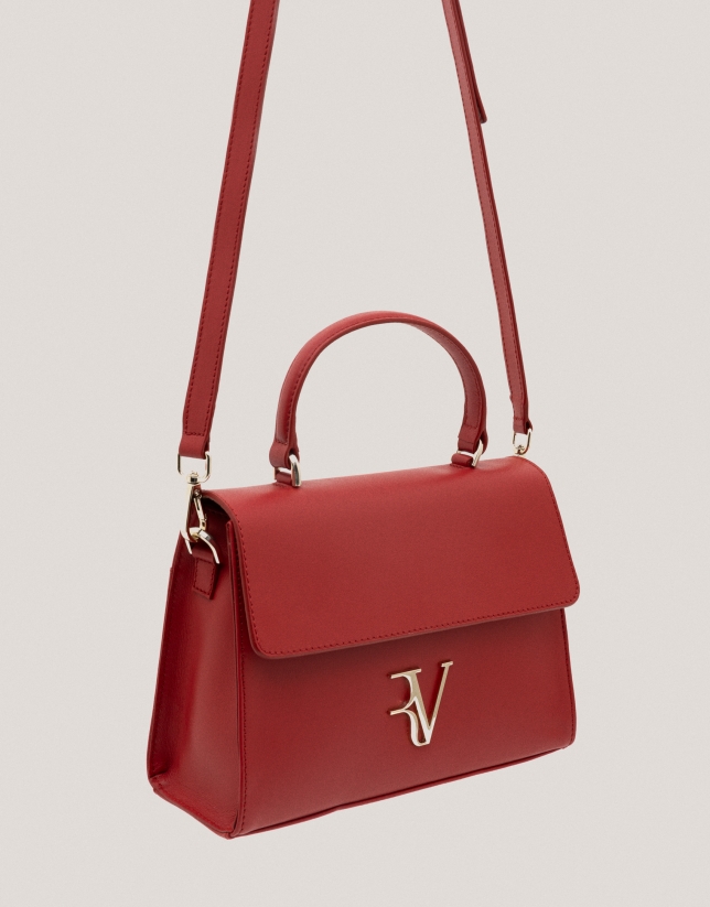 Red leather mini Mía handbag