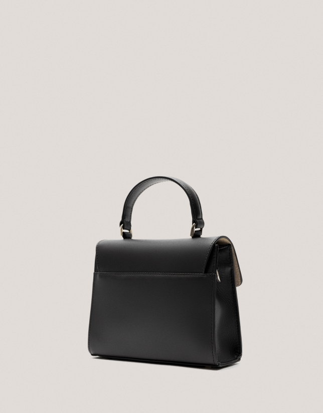 Black leather mini Mía handbag