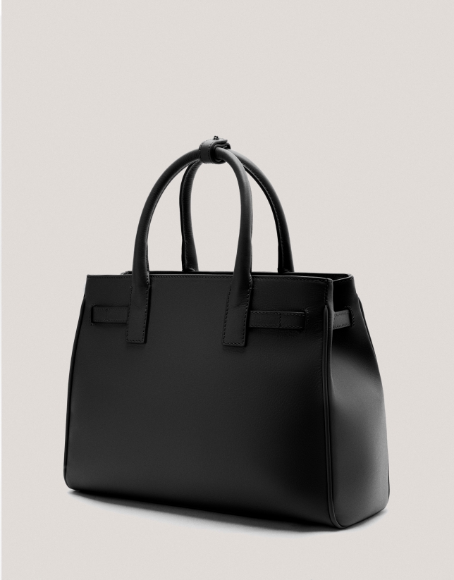 Black leather Maxi Emily Satchel bag