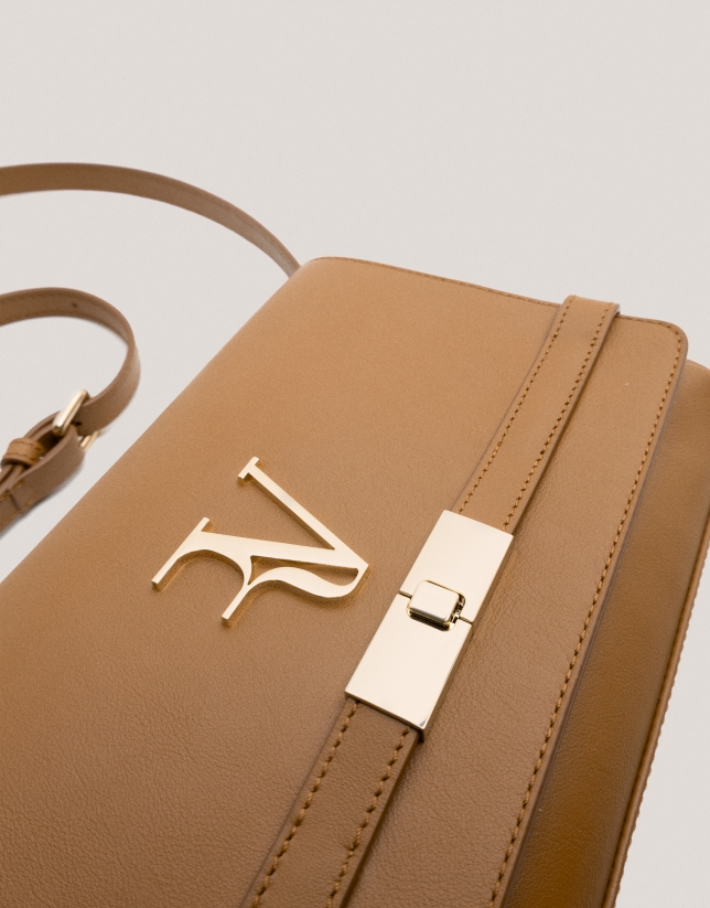 Camel leather Emily Satchel shoulder bag 