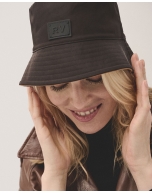 Camel and brown reversible bucket cap