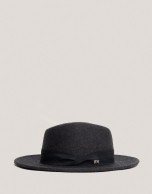 Dark gray, wide-brimmed felt hat