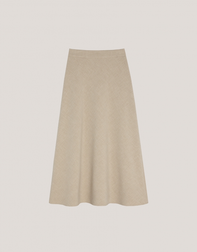 Falda midi evasé fantasía beige