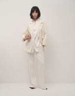 Ivory double crepe straight pants