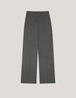 Gray tailored herringbone pants with pinstripes