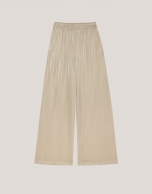 Beige wide pants with shiny knit