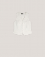 Ivory pique tailored men's vest 