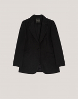 Black blazer with embossed decorative button