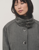 Gray double crepe jacket with belt loops 