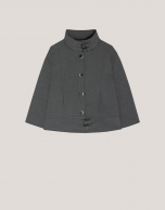 Gray double crepe jacket with belt loops 