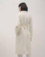 Ivory two-faced knee-length cloth coat