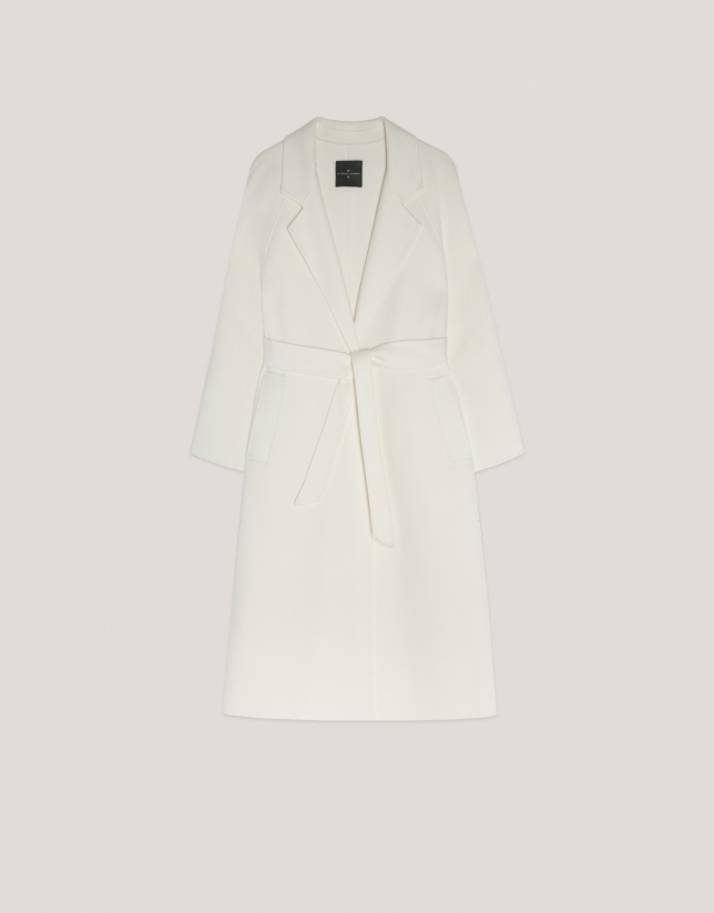 Ivory two-faced knee-length cloth coat