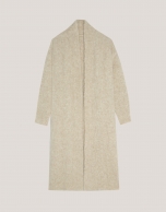 Long ecru plain knitted jacket