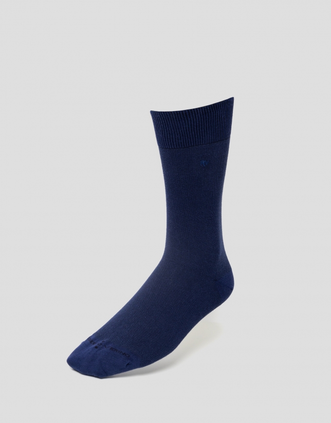 Pack of navy blue and navy jacquard socks