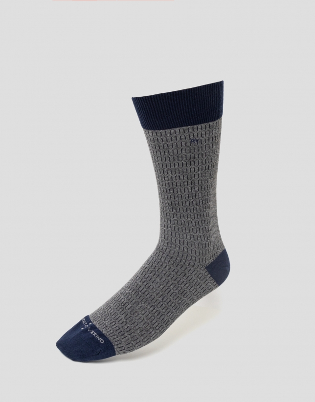 Pack of navy and blue checked socks