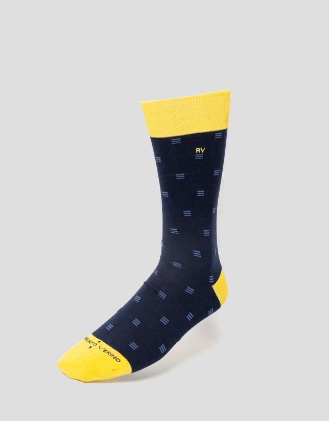 Pack of navy and blue checked socks