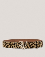 Camel animal print fur belt