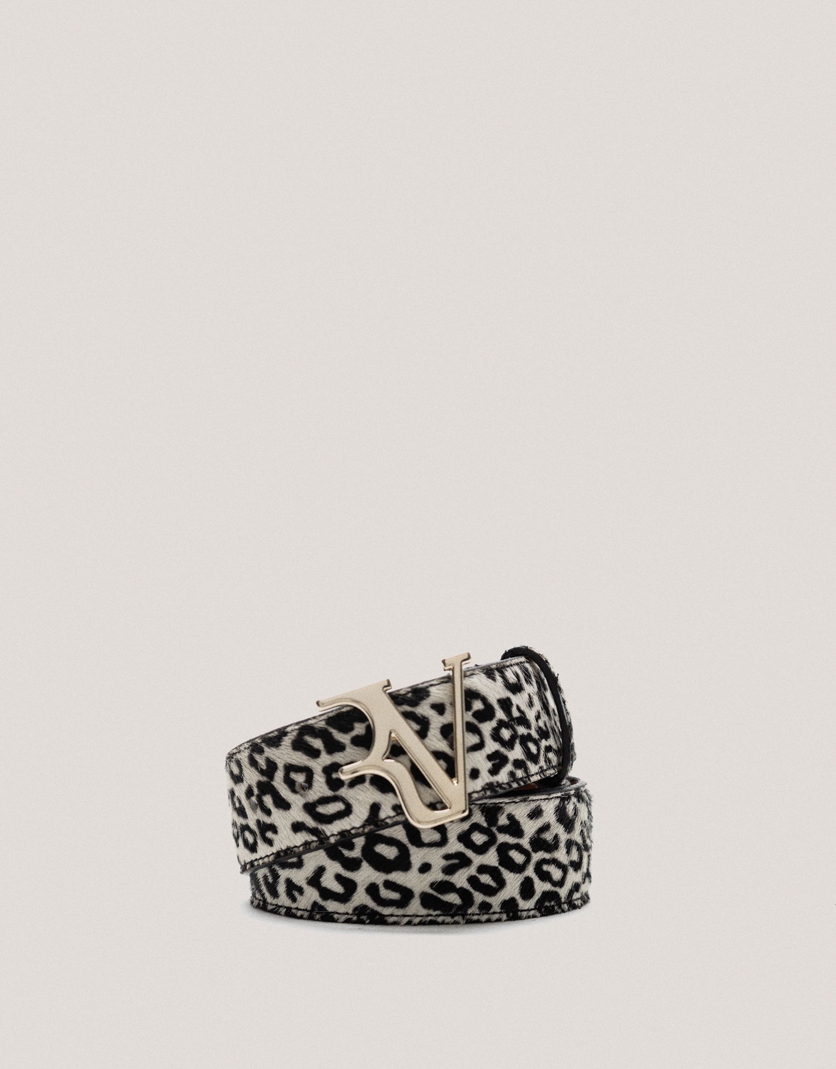 Black and white animal print fur belt