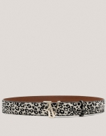 Black and white animal print fur belt