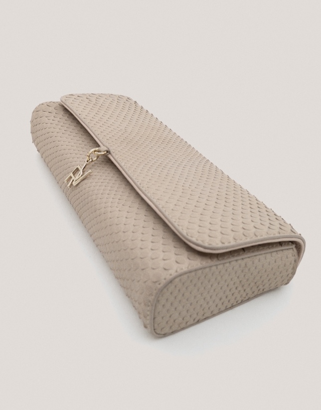 Bolso Clutch Ariana piel serpiente crudo