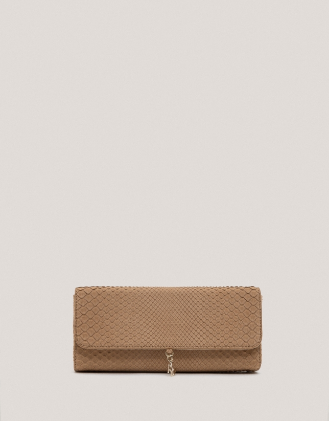 Beige snakeskin Ariana clutch bag