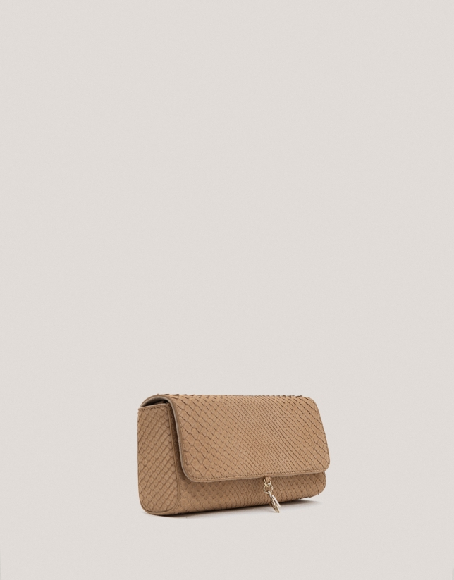 Beige snakeskin Ariana clutch bag