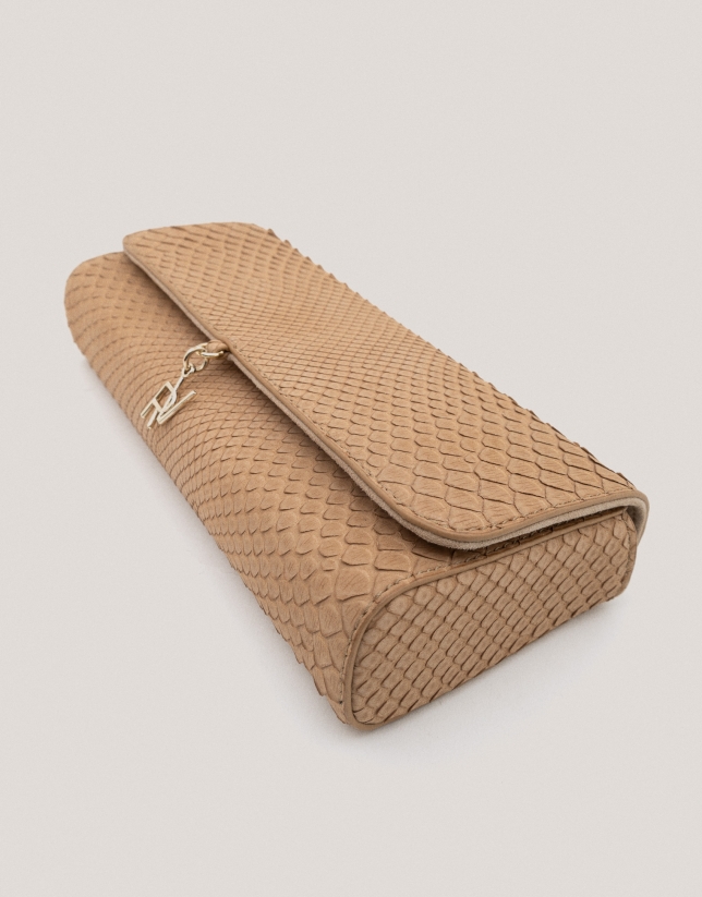 Beige snakeskin Ariana clutch bag