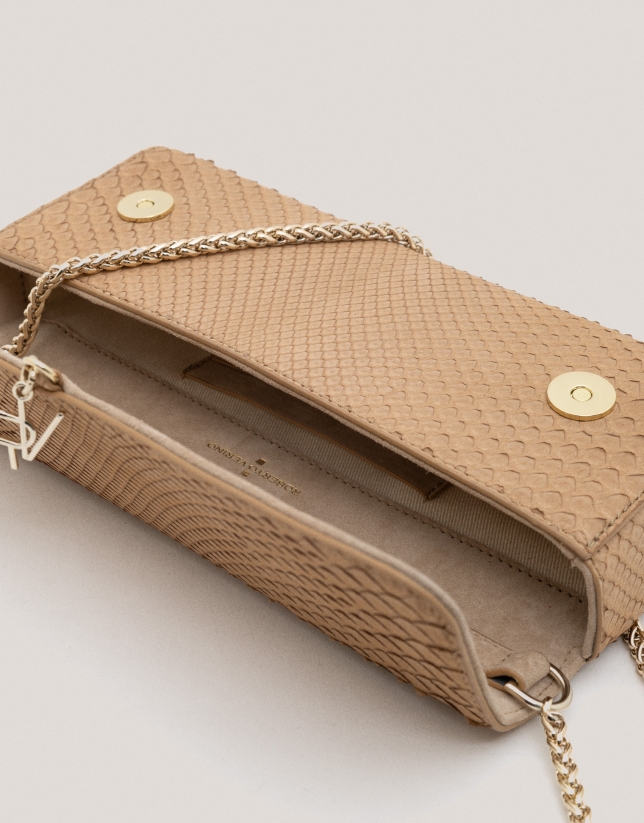 Beige snakeskin Ariana clutch bag