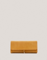 Mustard snakeskin Ariana clutch bag