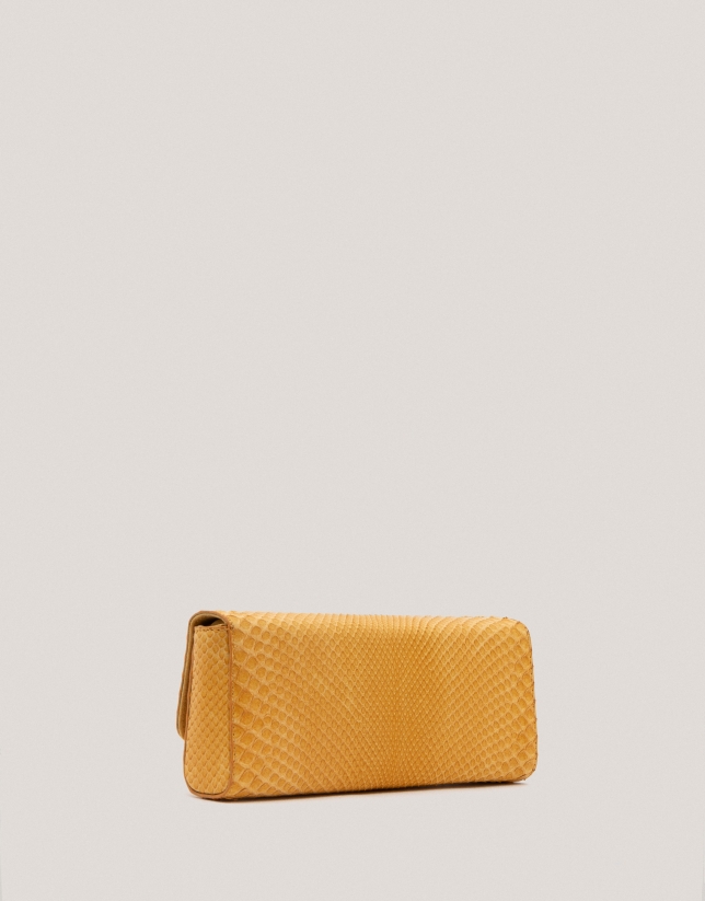 Mustard snakeskin Ariana clutch bag