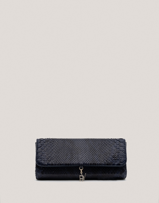 Bolso Clutch Ariana piel serpiente azul oscuro