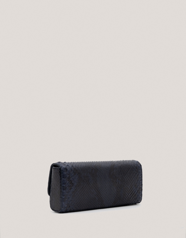 Dark blue snakeskin Ariana clutch bag