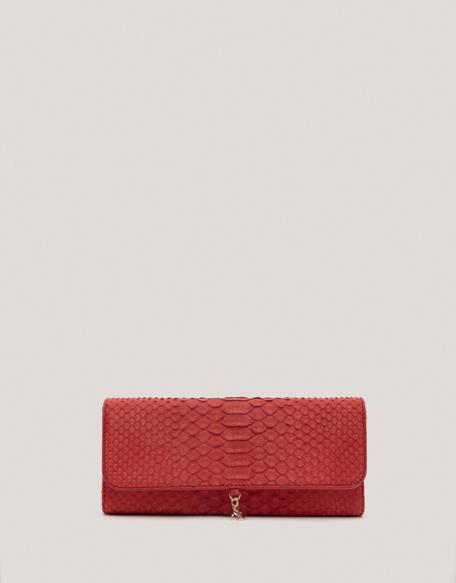 Red snakeskin clutch sale