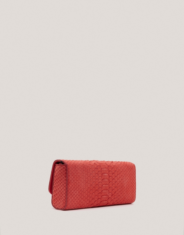 Bolso Clutch Ariana piel serpiente rojo carmesí