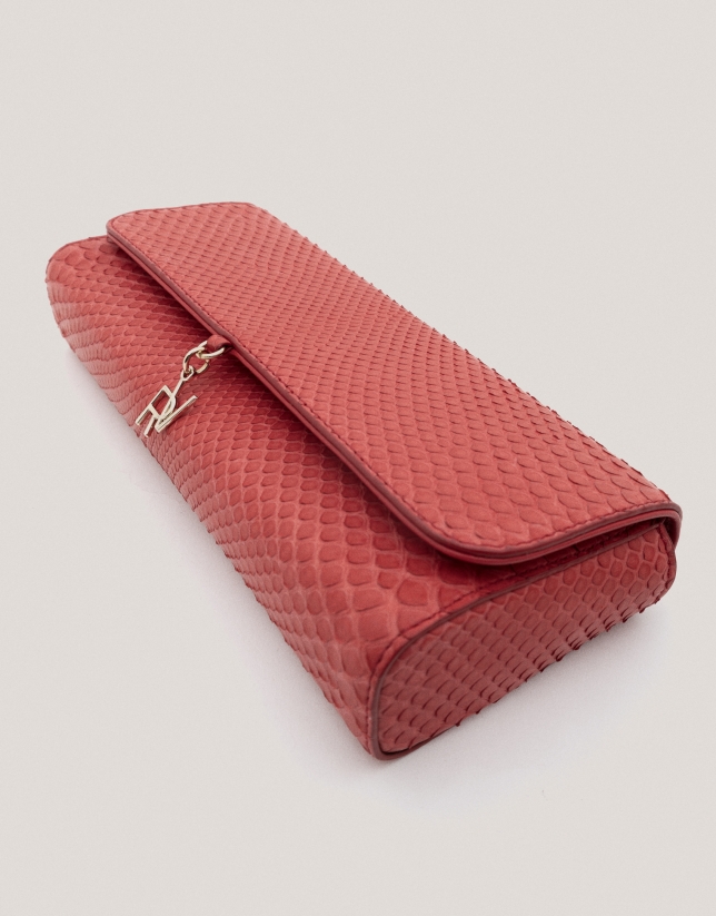 Red snakeskin Ariana clutch bag