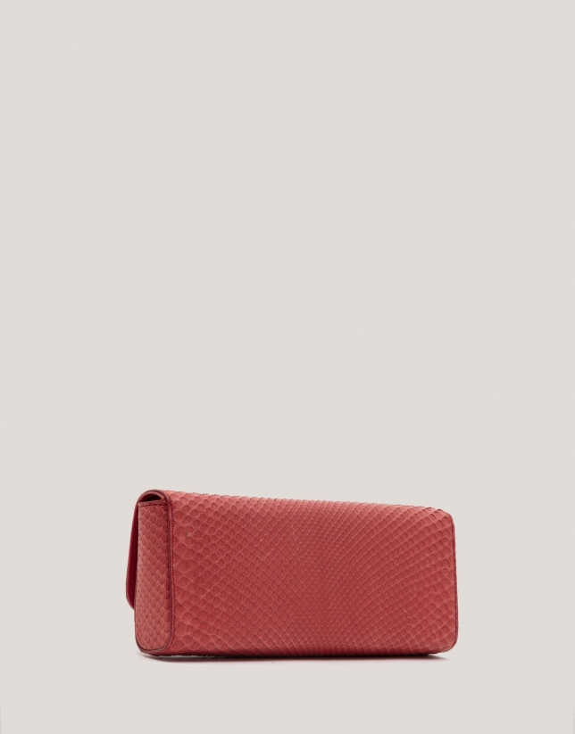 Bolso Clutch Ariana piel serpiente rojo