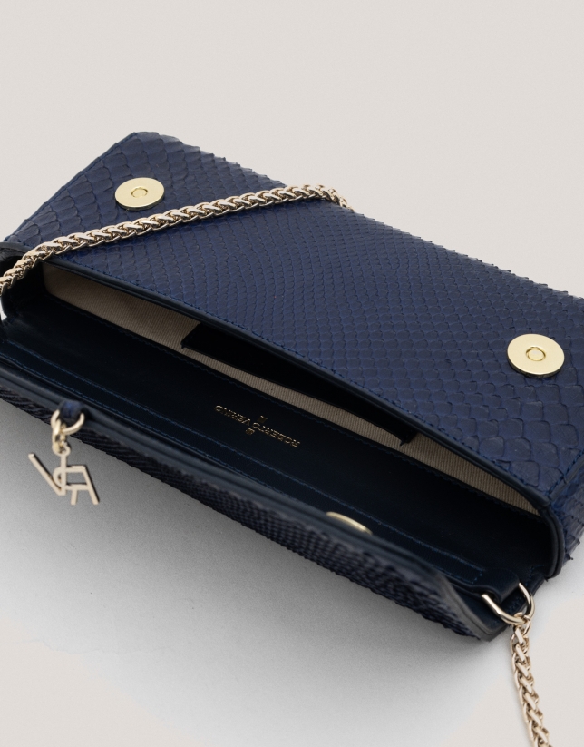 Blue snakeskin Ariana clutch bag