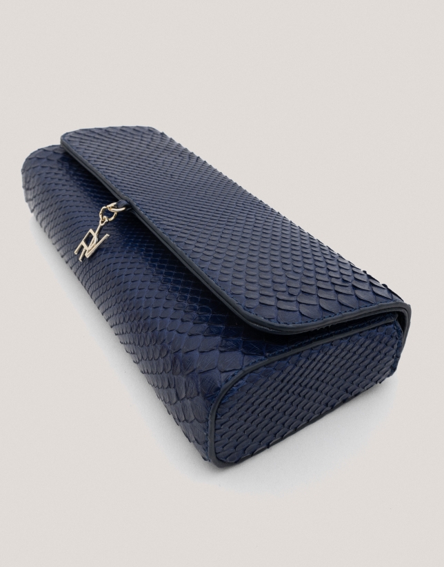 Blue snakeskin Ariana clutch bag