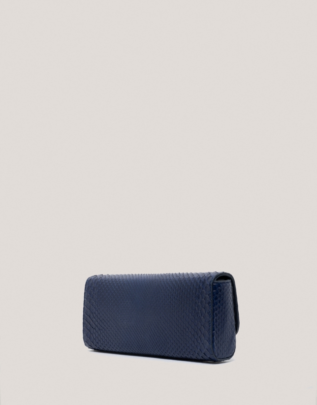 Bolso Clutch Ariana piel serpiente azul