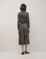 Animal print shirtwaist devoré midi-dress